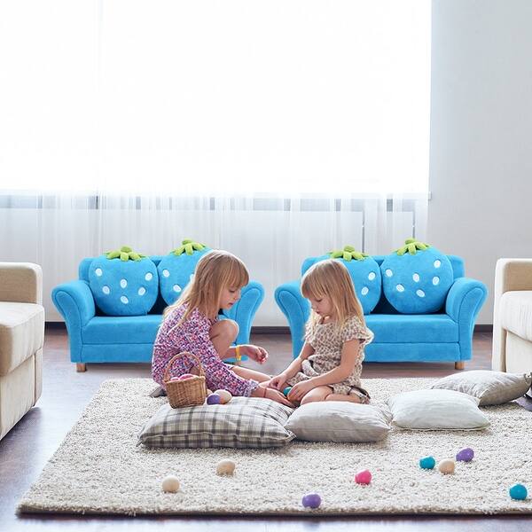 Shop Costway Kids Sofa Strawberry Armrest Chair Lounge Couch W 2