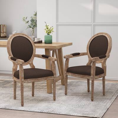 Set of 2 Upholstered Dining Chairs with Wood Legs