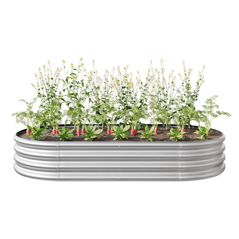 2Pcs 8x4x1ft Raised Garden Bed Kit, Galvanized Planter Raised Garden Beds for Outdoor for Vegetables,Flowers &Herbs - Silver