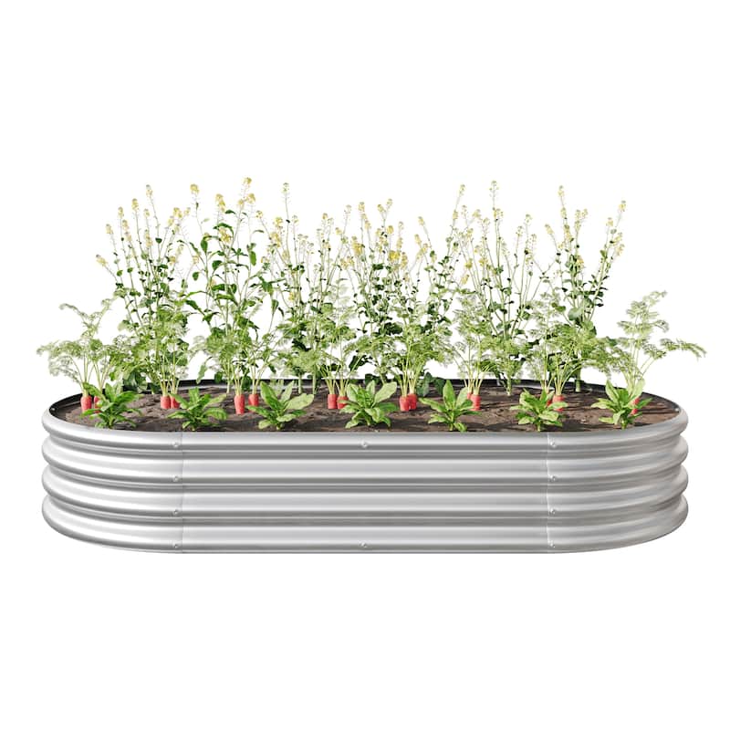 6x3x1ft Raised Garden Bed Kit, Galvanized Planter Raised Garden Beds for Outdoor for Vegetables,Flowers &Herbs, Heavy Duty - Silver