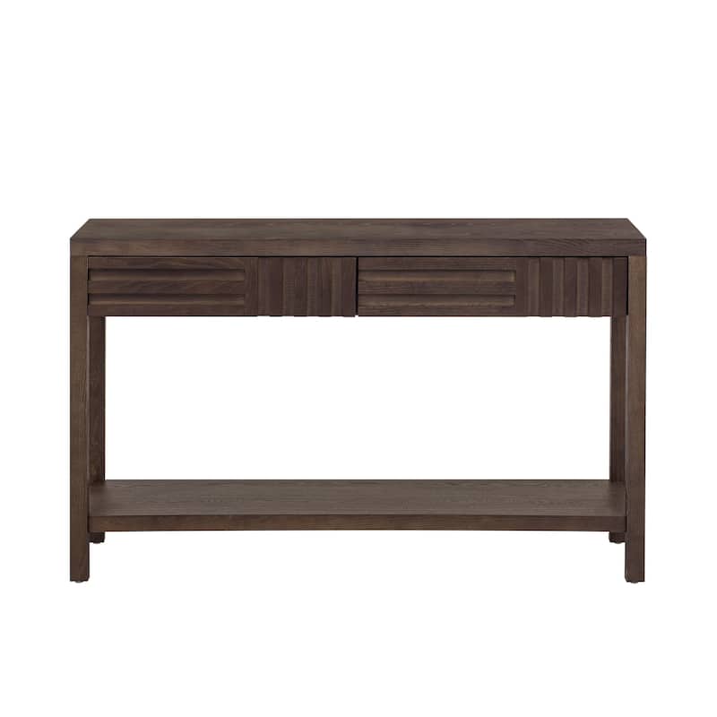 Modern Style Ash Veneer Console Tablewith Striped Design