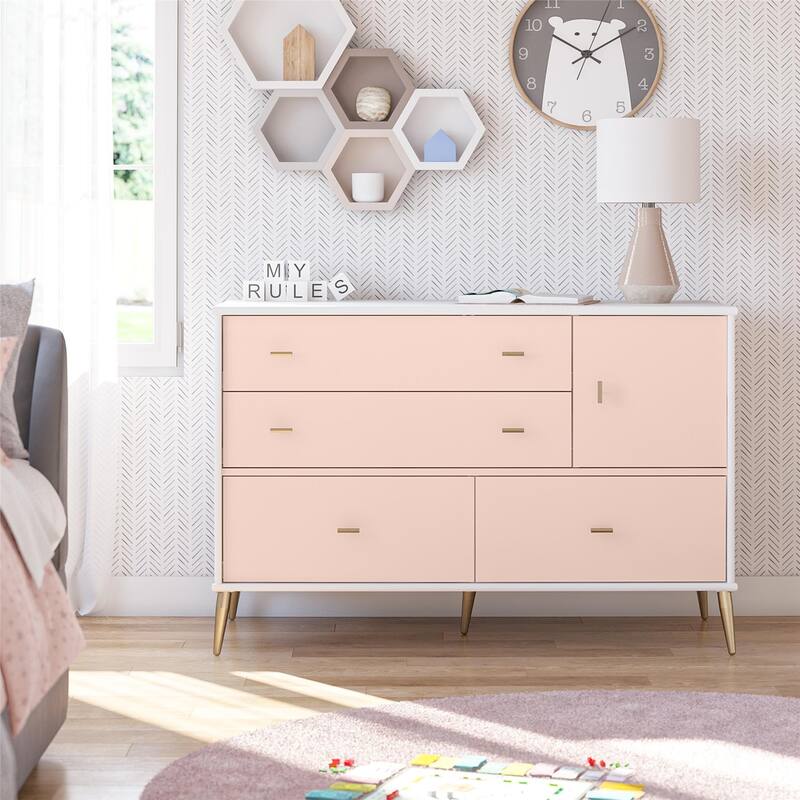 Little Seeds Valentina Asymmetrical 4 Drawer / 1 Door Convertible Dresser