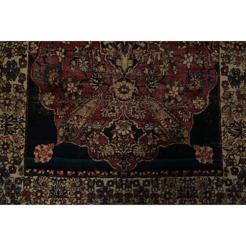 Hand Knotted Oriental 100% Wool Carpet Traditional Floral Red Kerman (Ravar) Area Rug - 5' 10'' X 3' 3''