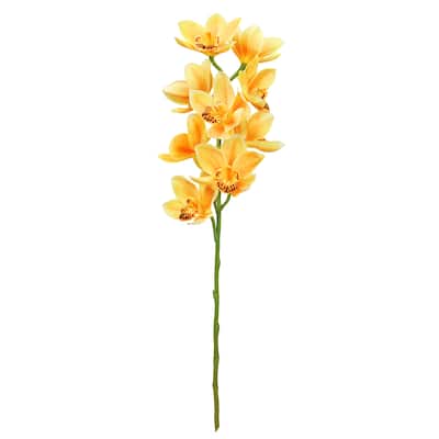 Set of 2 Large Yellow Artificial Cymbidium Orchid Flower Stem Spray 31in - 31" L x 7" W x 7" DP