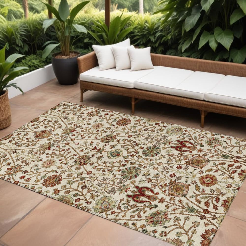 HomeRoots Floral Transitional Rectangle Outdoor Rug