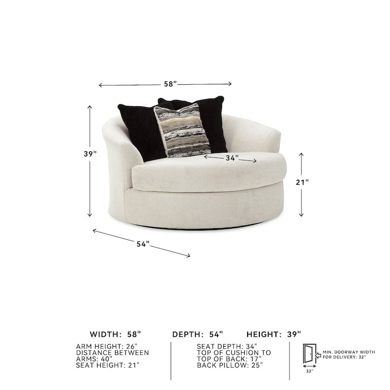 Signature Design by Ashley Cambri White Oversized Round Swivel Chair - 58"W x 54"D x 39"H
