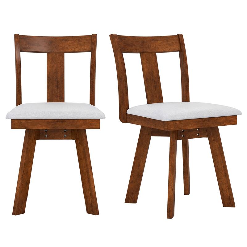 Gymax Swivel Dining Chairs Set of 4 Dining Room Chairs w/ Rubber Wood