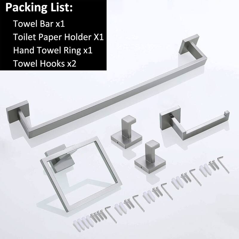 5-Piece Bathroom Hardware Set Wall Mounted Towel Bar Set
