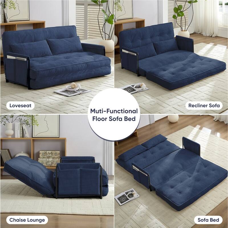 Mixoy Muti-Functional Folding Floor Sofa Bed,3-Seater with Loveseat Lazy Sofa,6 Position Adjustable Backrest