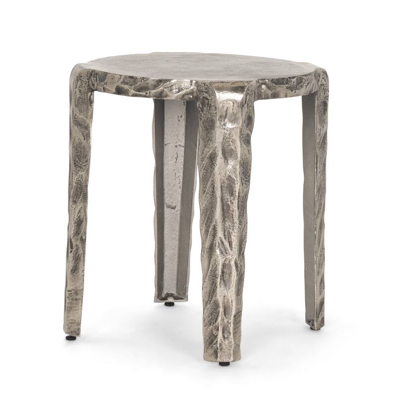 Randy Textured Silver Nickel Cast Aluminum Metal Accent Table - 20.5L x 20.5W x 21.3H - Silver