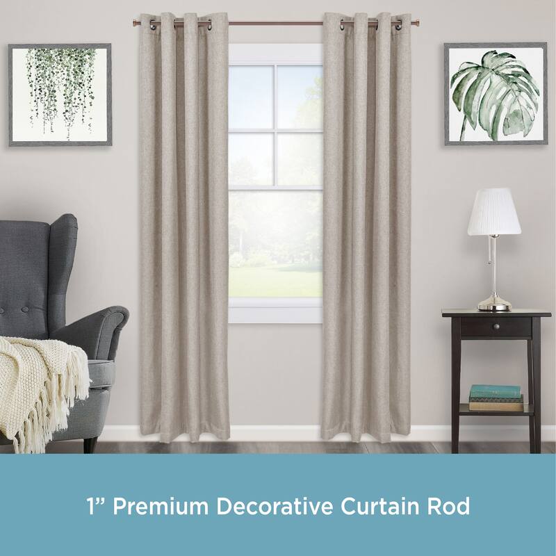 Kenney® Weaver 1" Premium Decorative Window Curtain Rod, 28-48", Black