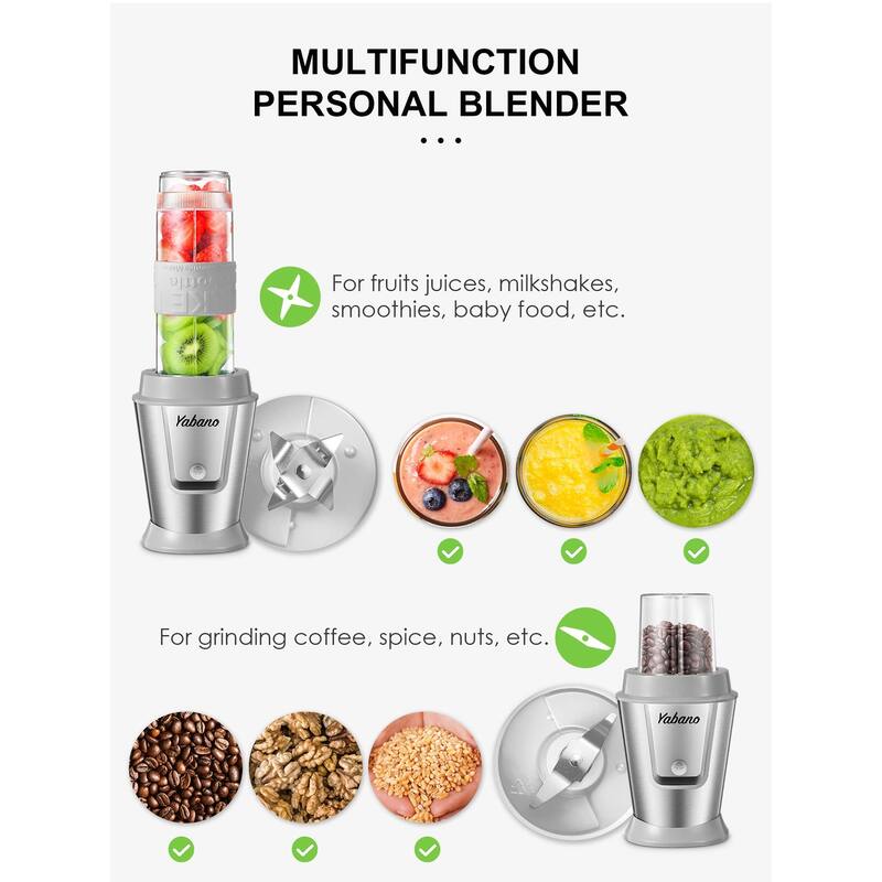 Personal Blender with 2 x 20oz Travel Bottle and Coffee/Spices Jar