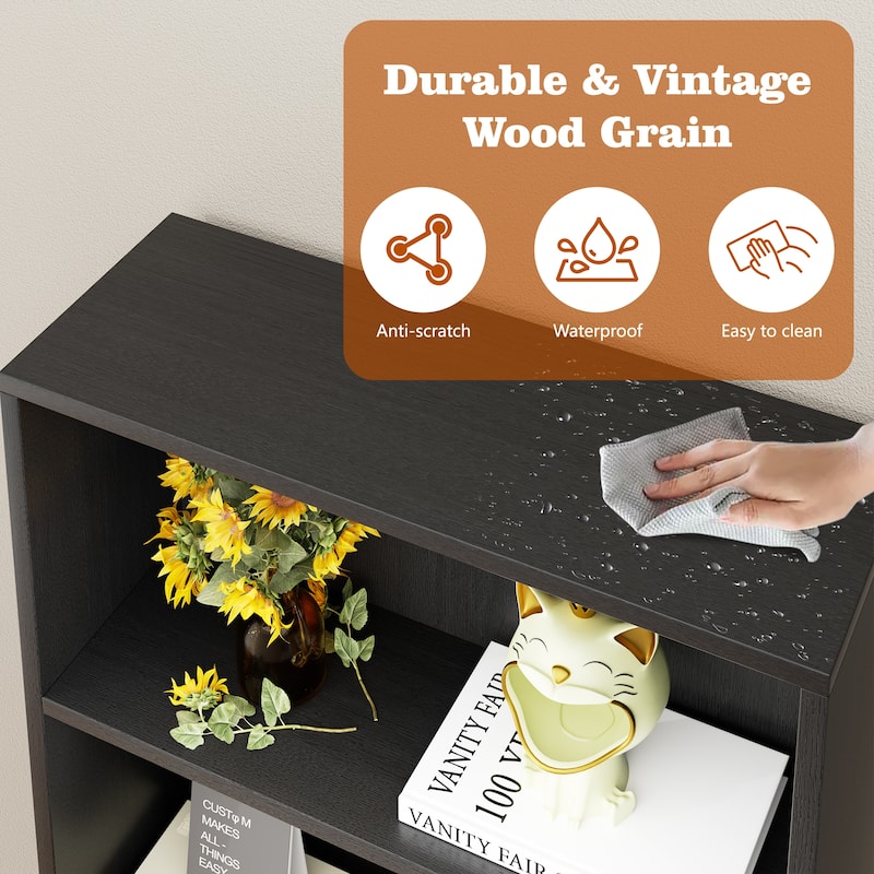 Farmhouse 6-Tier Open Bookcase and Bookshelf with Doors