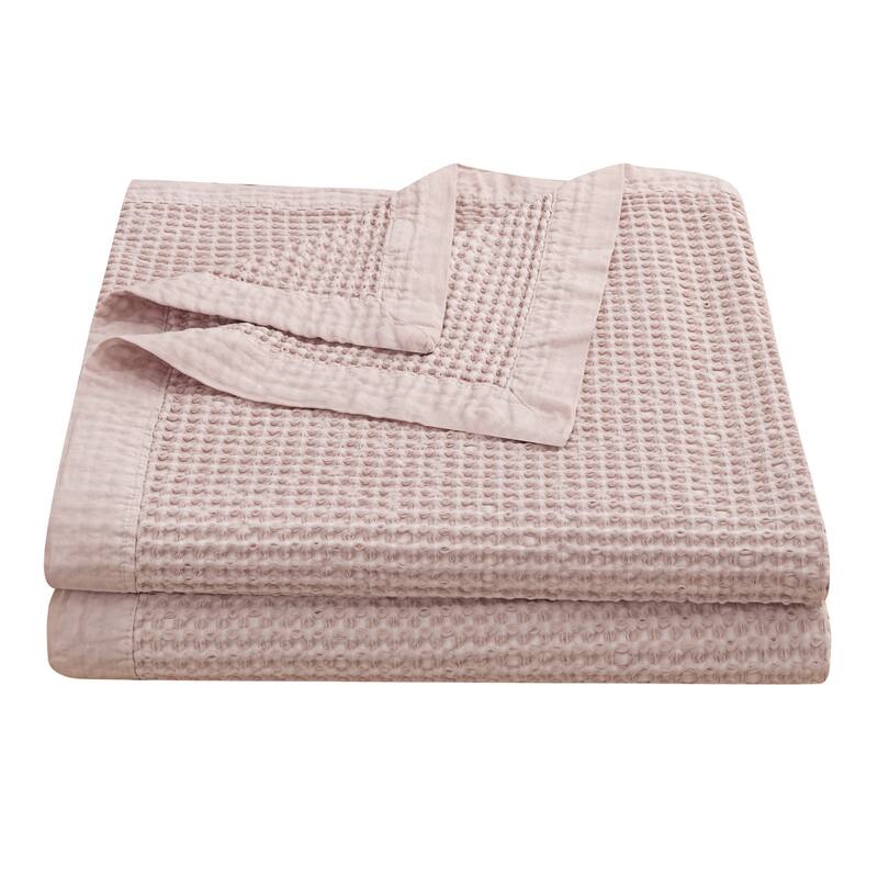 HiEnd Accents Stonewashed Cotton Waffle Weave Coverlet Set, 3PC