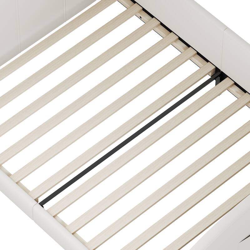 Twin Size Rabbit-Shaped Upholstered Princess Bed with Headboard and Footboard, White