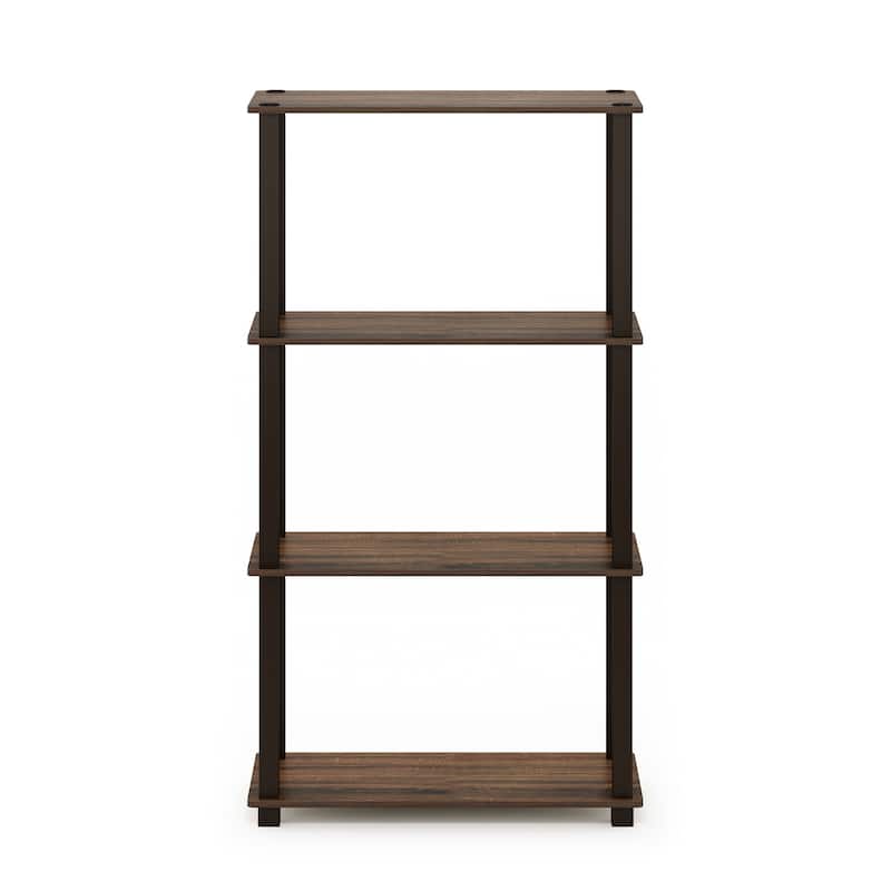 4 Tiers Wood Household Shelving Unit in Walnut/Brown (23.58 in. W x 43.27 in. H x 11.61 in. D) - 23.58