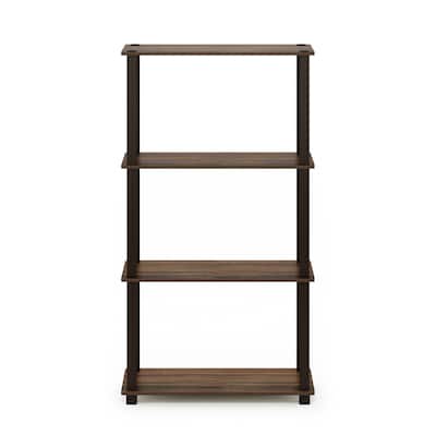 4 Tiers Wood Household Shelving Unit in Walnut/Brown (23.58 in. W x 43.27 in. H x 11.61 in. D) - 23.58