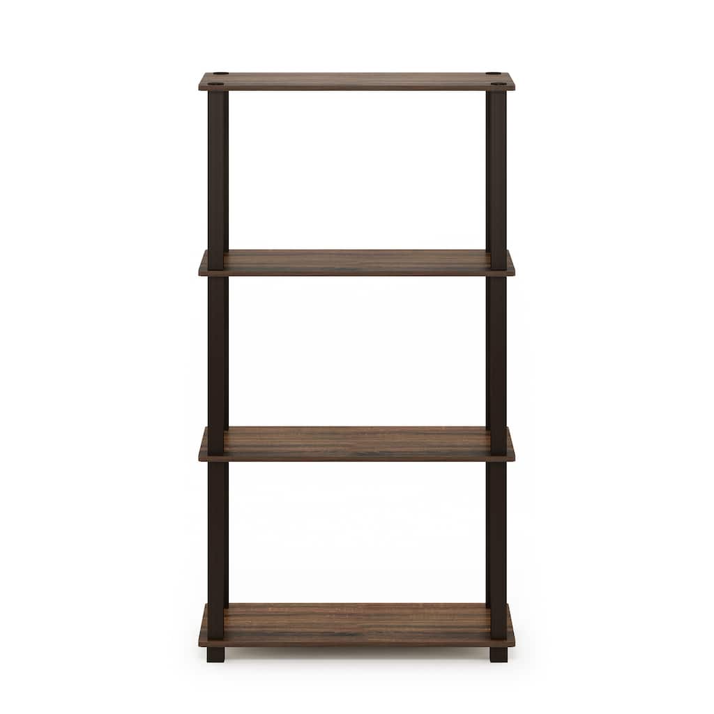 4 Tiers Wood Household Shelving Unit in Walnut/Brown (23.58 in. W x 43.27 in. H x 11.61 in. D) - 23.58