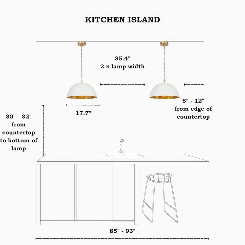 Modern 1-Light White Gold Pendant Light Fixture With Bowl-Shape for Dining Room