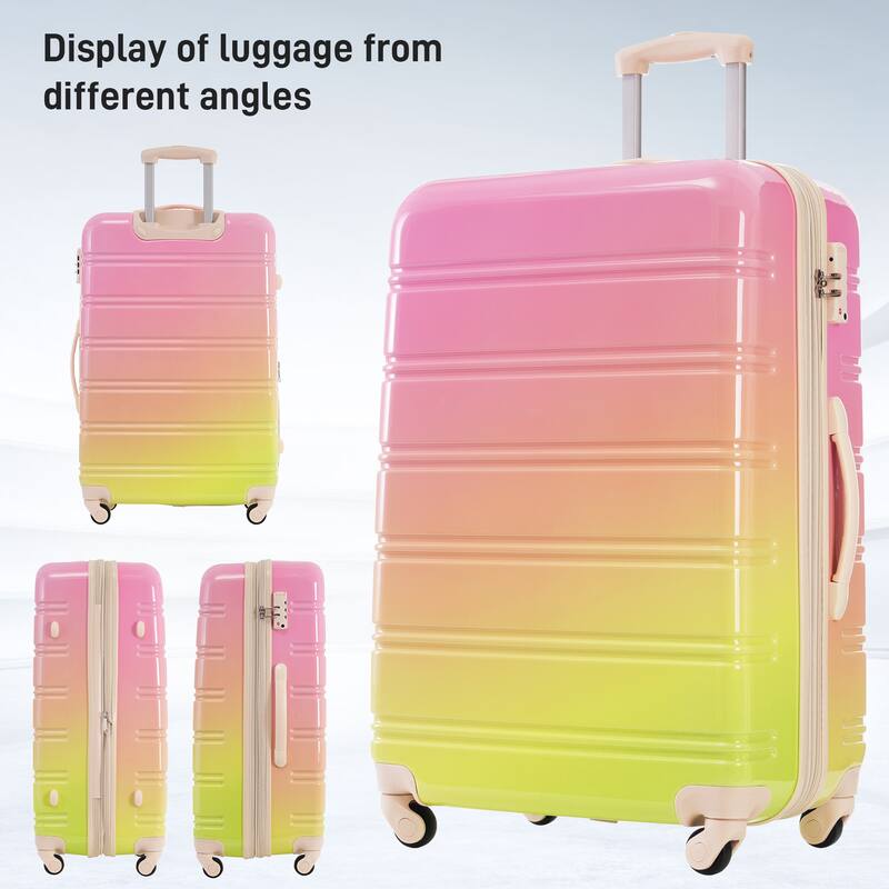3-Piece, 20, 24, 28-Inch Modern Luggage Sets, Gradient Expandable Luggage with TSA Lock, for Boarding Travel, Multicolor Pink