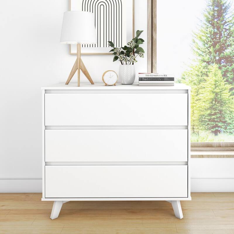 Max and Lily Scandinavian 3 Drawer Dresser - White