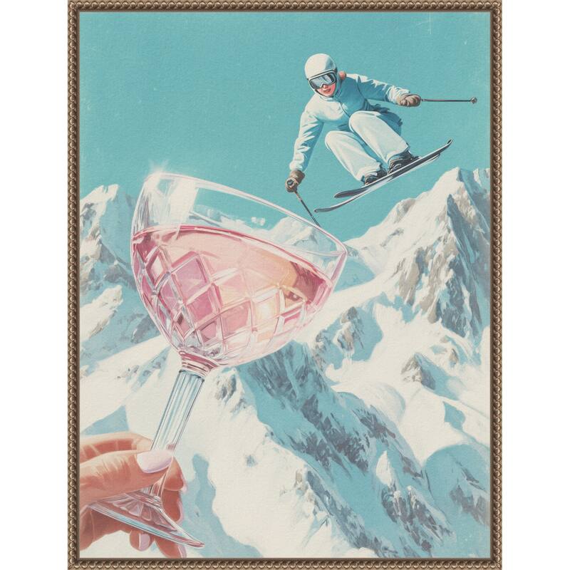 Sip and Ski by Andreas Magnusson (23 x 30 in.), Framed Canvas Wall Art Print