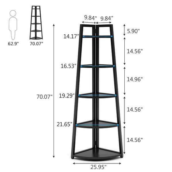 70 inch Tall Corner Shelf Rustic Ladder Corner Bookshelf Bookcase