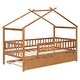 preview thumbnail 73 of 83, Montessori Bed House Bed with Trundle Bed and Headboard, Wood Daybed Platform Bed Frame No Box Spring Needed for Boys Girls