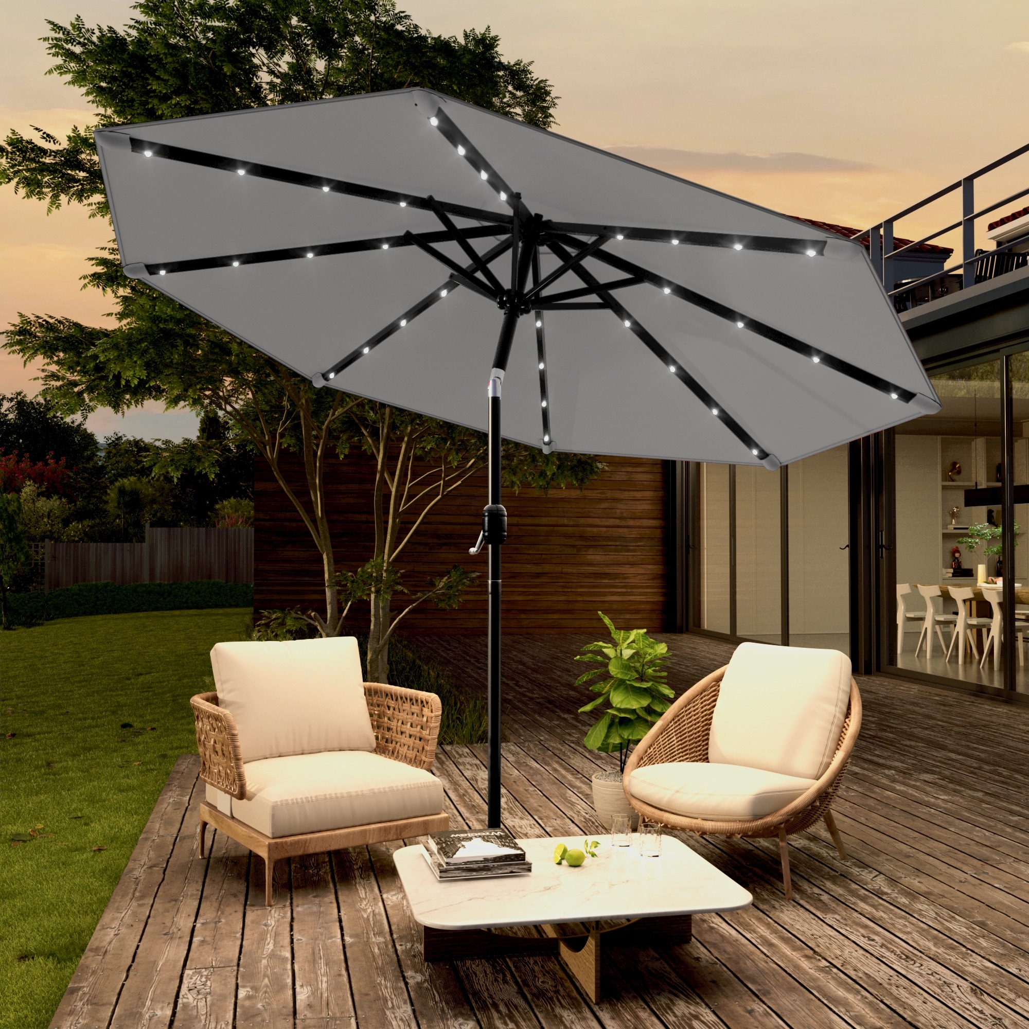 large round patio umbrella PURPLE LEAF 11 Feet Outdoor Umbrella Cantilever Umbrella Windproof Offset Heavy Duty Sun for Garden Deck Pool Patio, Beige : Patio, Lawn & Garden The 9ft large canopy is enough to shade a dining table and 4 chairs Safavieh Outdoor Torsa 9ft Crank