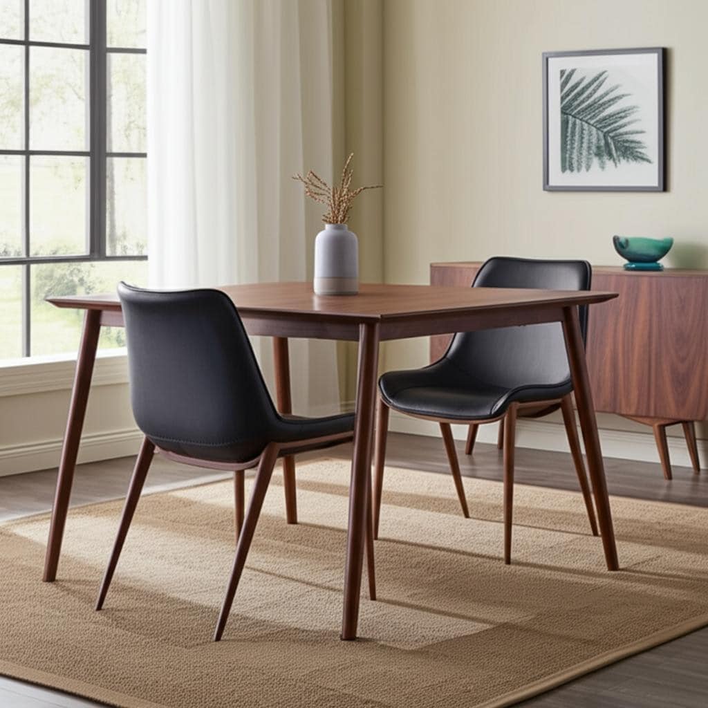 HomeRoots Set of Two Black and Brown Upholstered Faux Leather Dining Side Chairs - 22' X '35.4' X '24