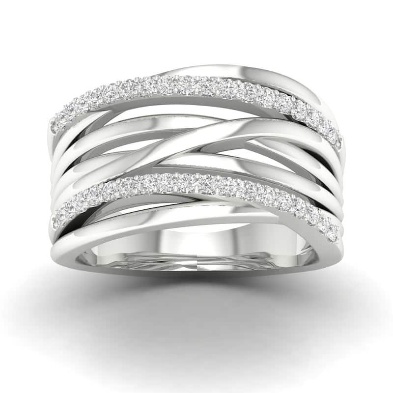 1/3ct TDW Diamond Crossover Ring in 10k Gold for Women - 6 - White