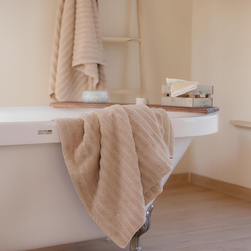Classic Turkish Towels 100% Turkish Cotton Bath Sheets Plush Ribbed 3 Piece 40x65" - 40x65
