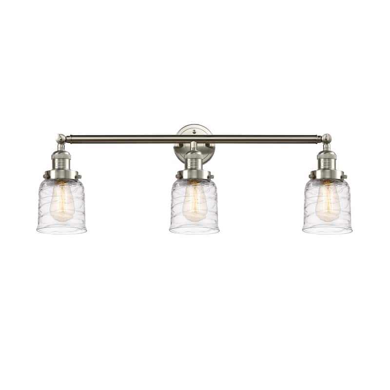 Innovations Lighting 205-11-30 Bell Vanity Bell 3 Light 30" Wide - Brushed Satin Nickel / Deco Swirl