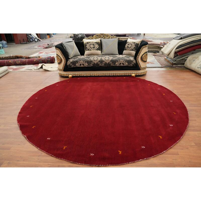 Tribal Gabbeh Round Red Area Rug Handmade Tribal Carpet - 9' 9'' X 10' 0''
