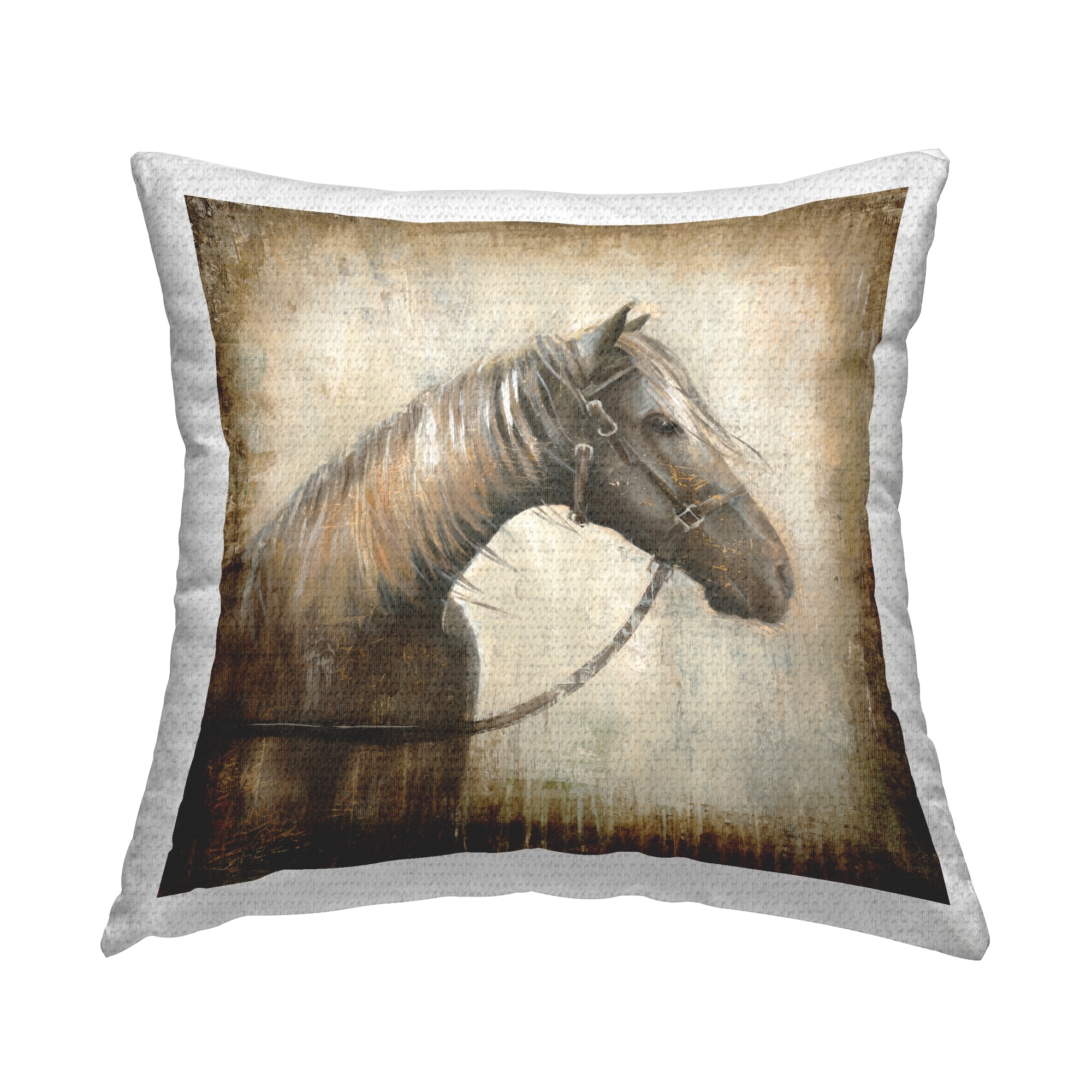 Stupell Rustic Horse with Halter Printed Outdoor Throw Pillow Design by Liz Jardine