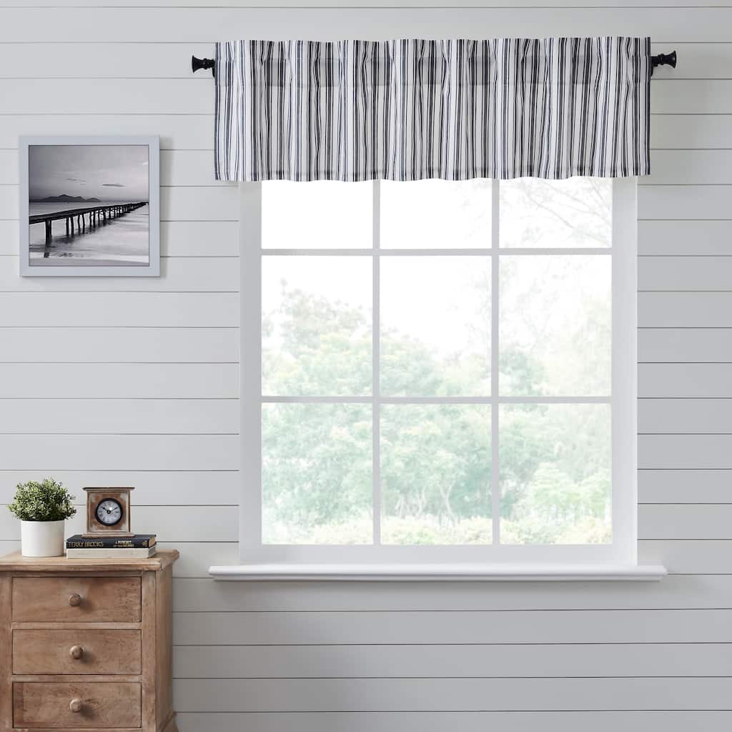 Sawyer Mill Black Ticking Stripe Valance 16x72 - M