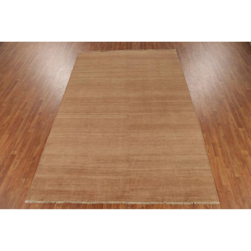 Light Brown Modern Gabbeh Oriental Area Rug Hand-Knotted Wool Carpet - 6'7" x 9'10"
