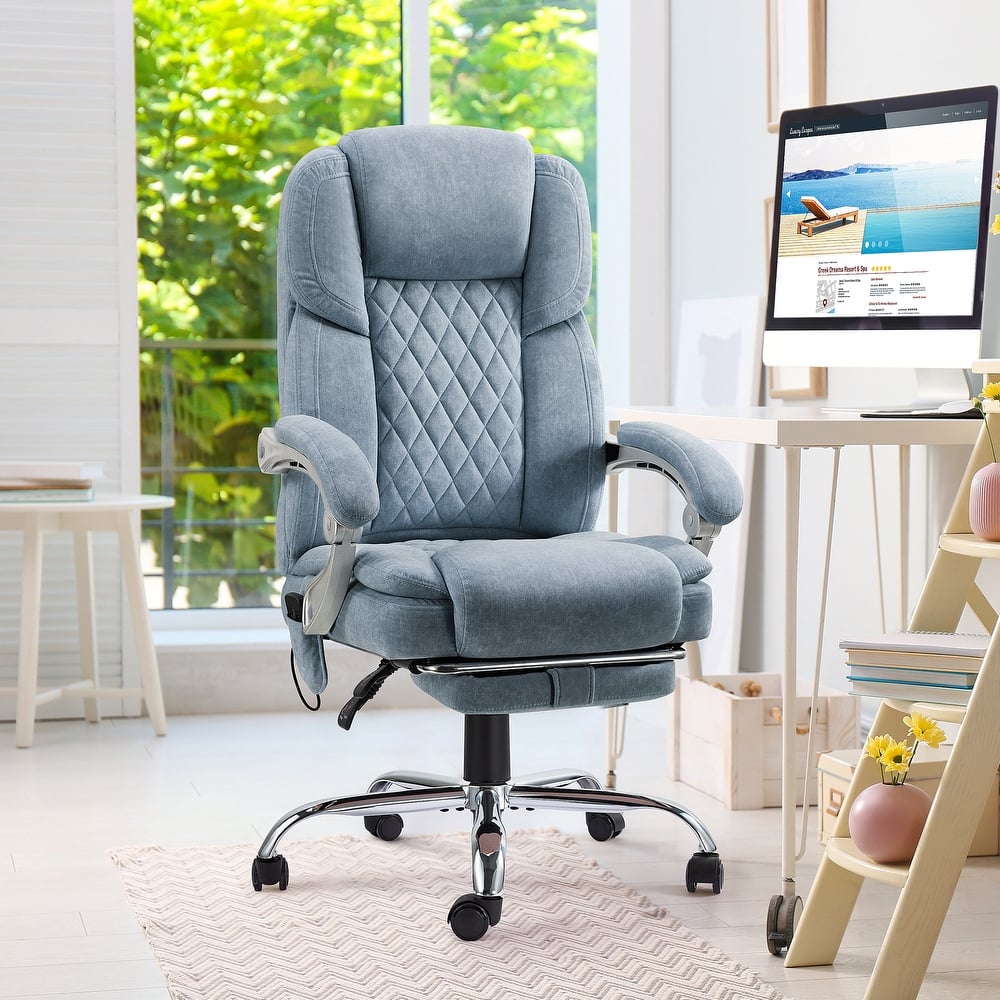 EROMMY Heated Massage Office Chair with Footrest, Ergonomic Reclining Desk Chair with Lumbar Support and Adjustable Height.