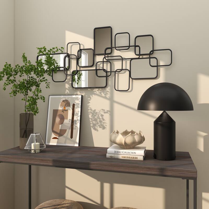 CosmoLiving by Cosmopolitan Artistic Black Metal Geometric Wall Mirror