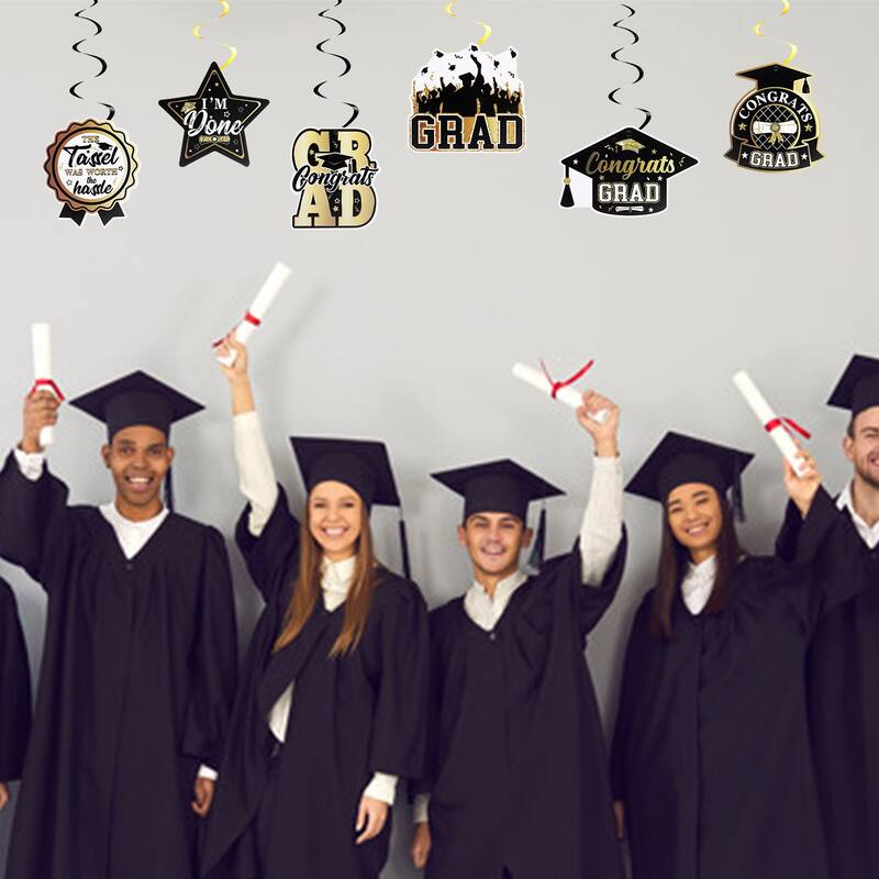 24 PCS Graduation Decorations Class of 2024, Hanging Swirls for Graduation Party - Purple, Gold