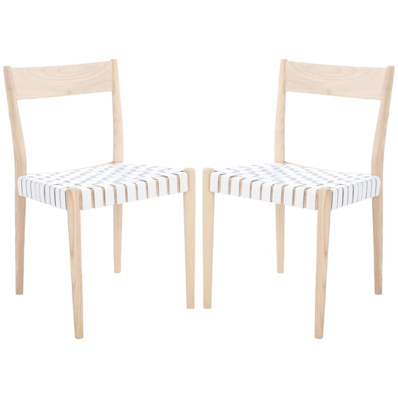 SAFAVIEH Myrle Leather Dining Room Chair (Set of 2) - 18.5" W x 20" L x 31.5" H - 19Wx20Dx32H
