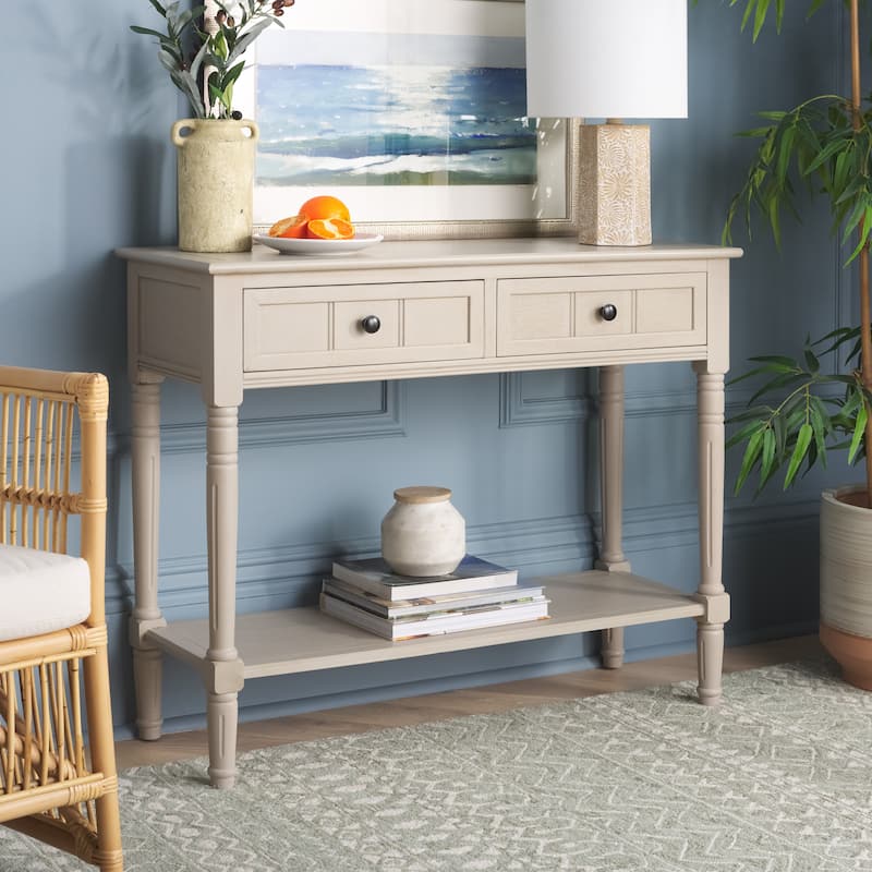 SAFAVIEH Camilla Grey 2-Drawer Console Table - 35.8" x 13.8" x 29.5" - 36"W x 14"D x 30"H