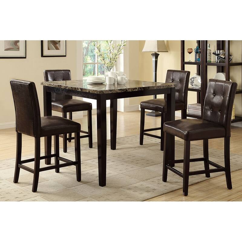 Dining Table Faux Marble Top Birch Veneer MDF Dining Room Furniture 1pc Table