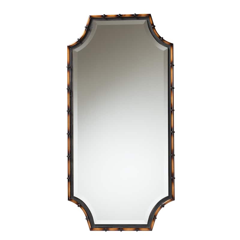 Lieven Rustic Glam and Luxe Two-Tone Light Brown and Black Finished Metal Accent Wall Mirror - Light Brown, Black - Light Brown, Black