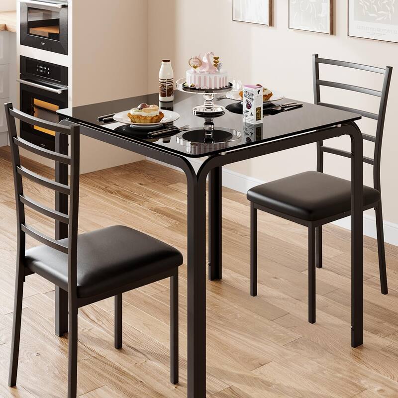 Dining Table for 2 - Glass Black