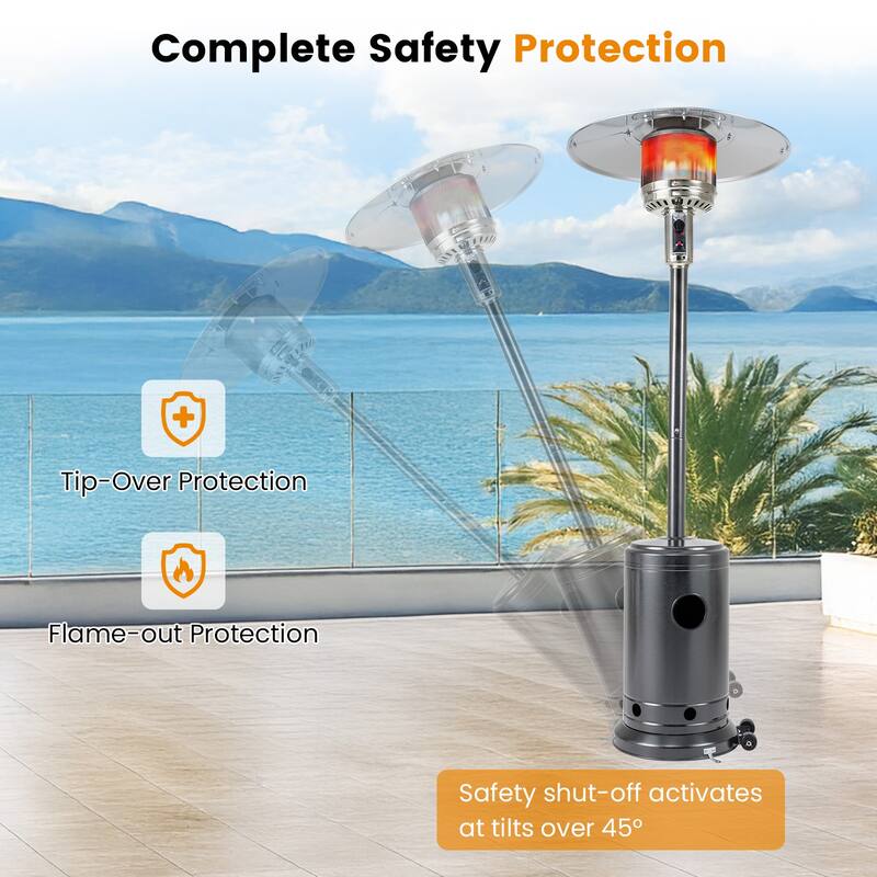 Gymax 50000 BTU Patio Propane Heater w/ Stainless Steel Burner & Safe