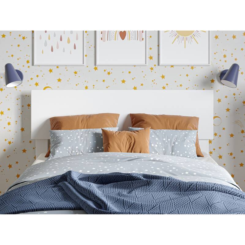 Twin Bed with Trundle & Panel Footboard - White Platform Bed Frame, Adjustable Headboard