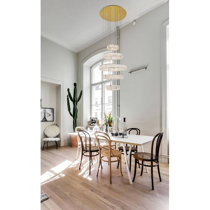 Madelyn Integrated LED chip light gold Chandelier Clear Royal Cut Crystal - 25.6"W X 39"H