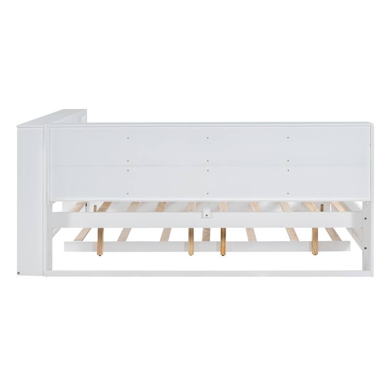 Full Size DayBed Wood Slat Support Panel Bed Frame with Pullout Twin