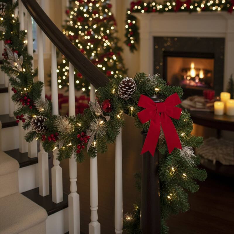 6' x 9" Decorated Frosted Pine Cone Berries Artificial Christmas Garl